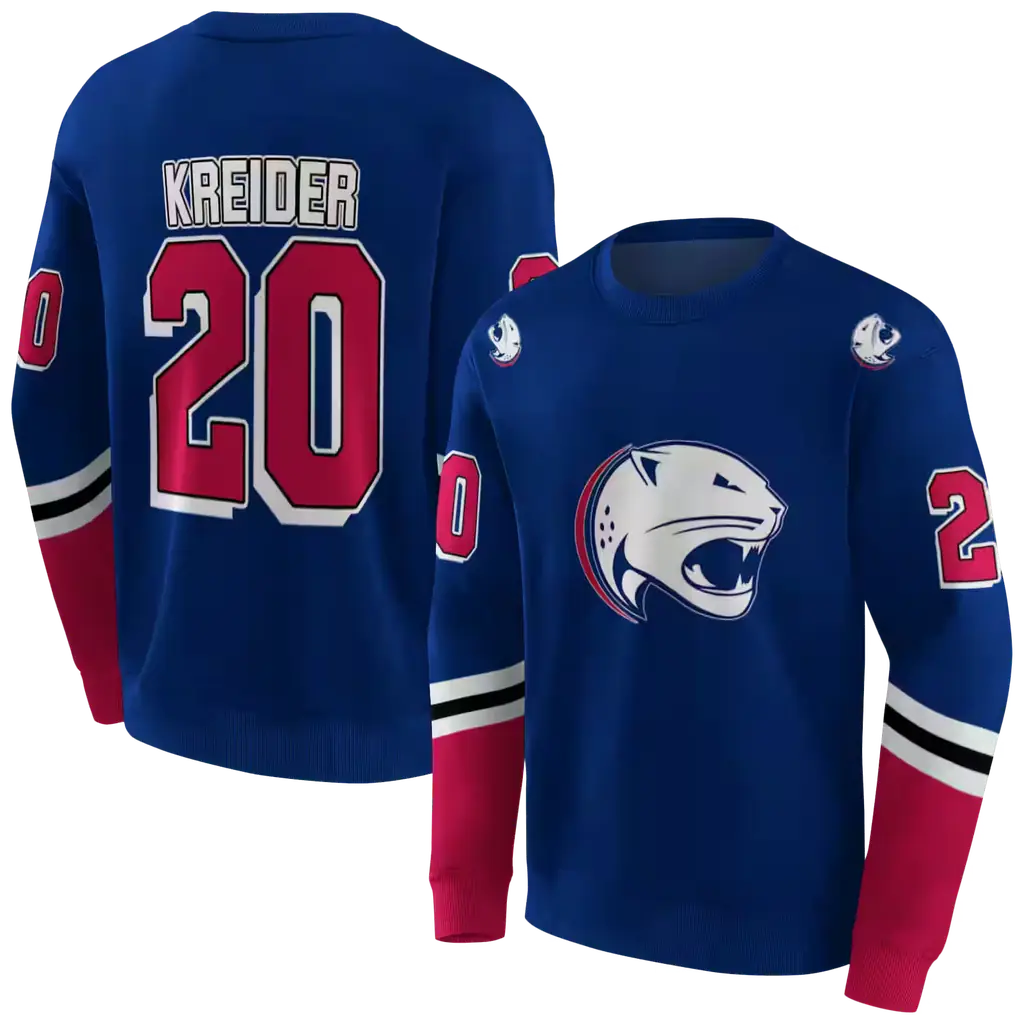 custom south alabama jaguars striped sleeves blue hoodie premium grade custom south alabama jaguars striped sleeves blue hoodie premium grade