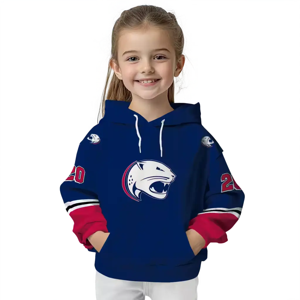 custom south alabama jaguars striped sleeves blue hoodie top rated custom south alabama jaguars striped sleeves blue hoodie top rated