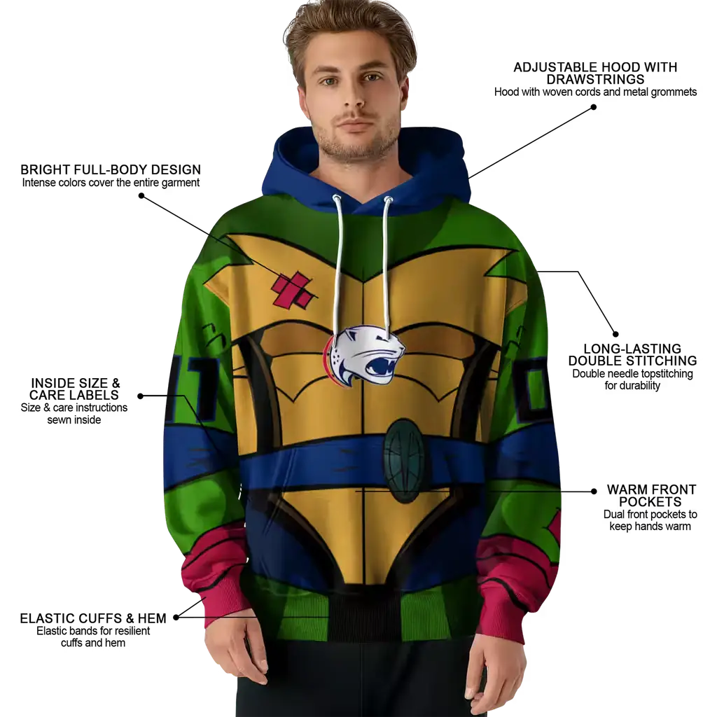 custom south alabama jaguars superhero armor blue green hoodie latest model custom south alabama jaguars superhero armor blue green hoodie latest model
