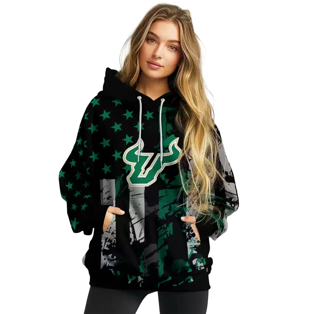 custom south florida bulls distressed flag green black hoodie high quality custom south florida bulls distressed flag green black hoodie high quality