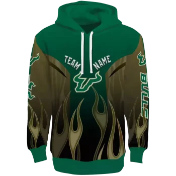 custom south florida bulls flame design green hoodie best selling