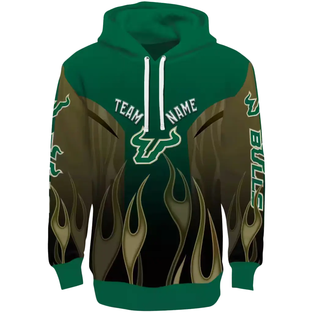 custom south florida bulls flame design green hoodie best selling custom south florida bulls flame design green hoodie best selling