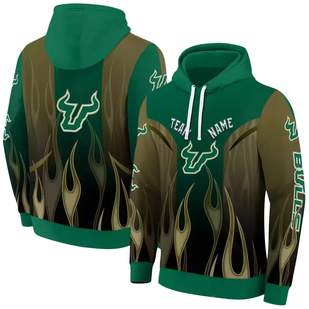 custom south florida bulls flame design green hoodie fashion forward custom south florida bulls flame design green hoodie fashion forward
