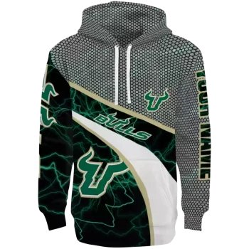 custom south florida bulls hexagonal mesh green black gray hoodie best selling