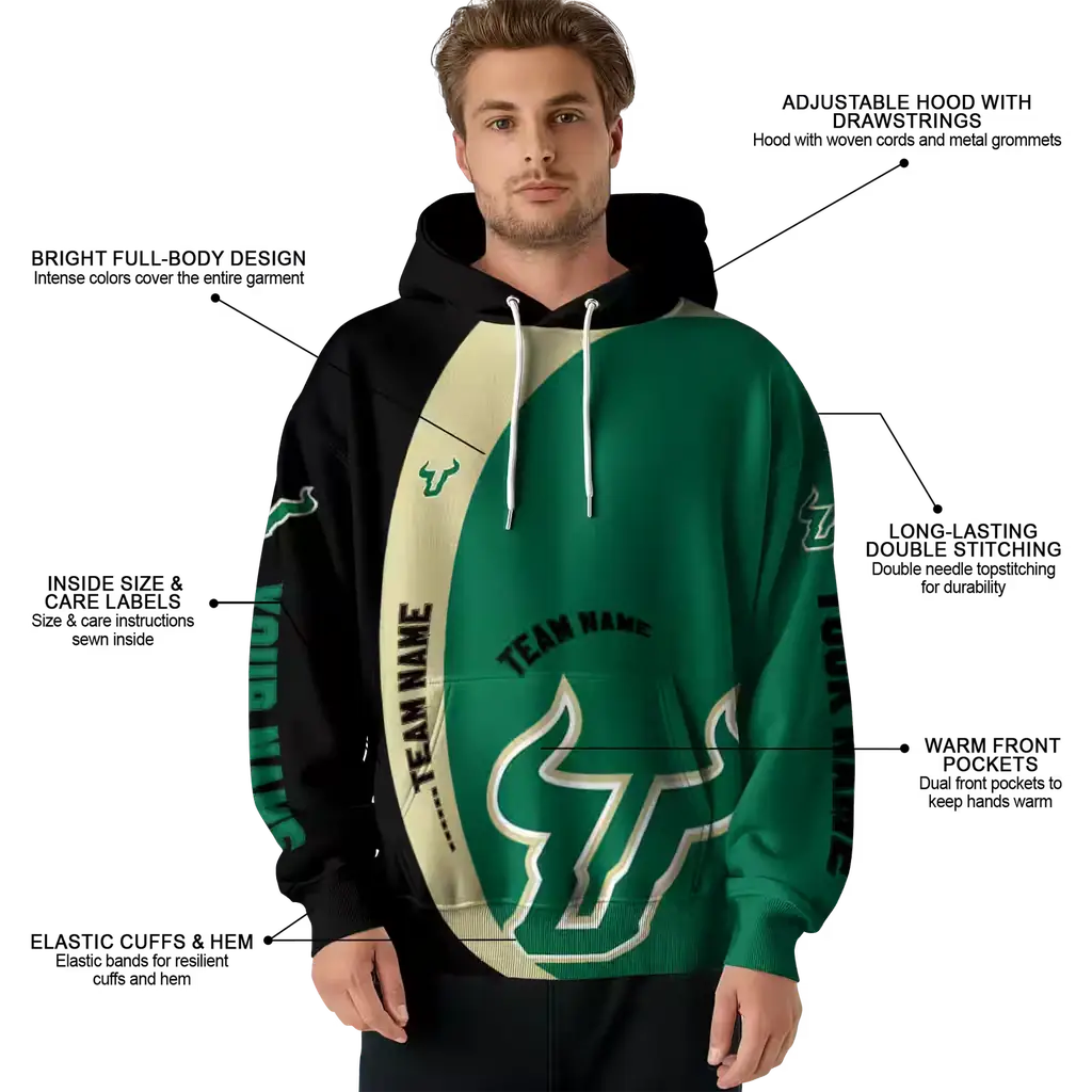 custom south florida bulls minimalist design green black hoodie latest model custom south florida bulls minimalist design green black hoodie latest model