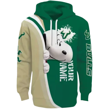 custom south florida bulls peeking snoopy green hoodie best selling