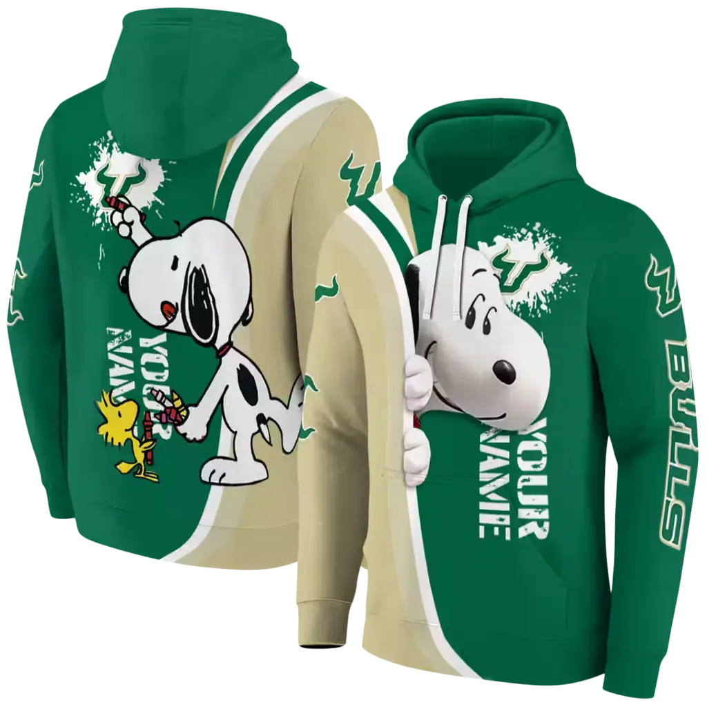 custom south florida bulls peeking snoopy green hoodie fashion forward custom south florida bulls peeking snoopy green hoodie fashion forward