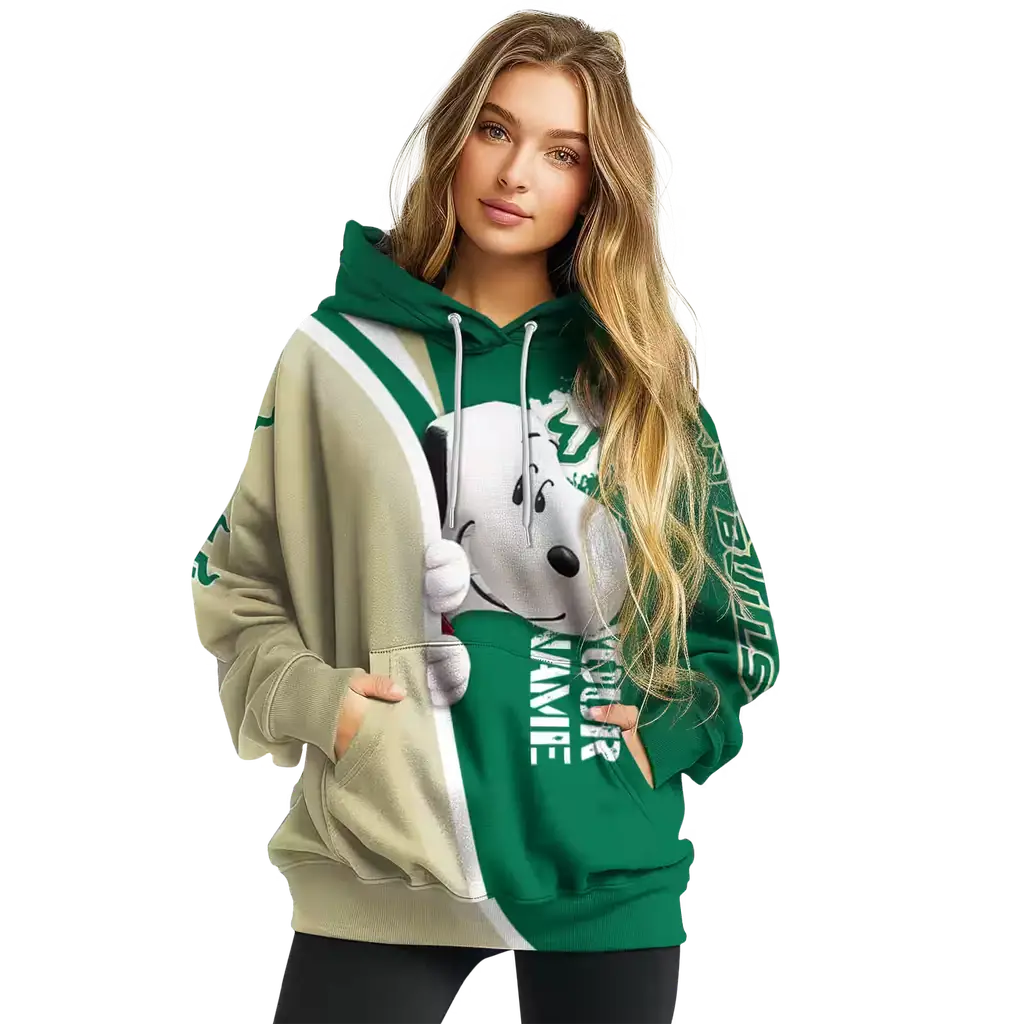 custom south florida bulls peeking snoopy green hoodie high quality custom south florida bulls peeking snoopy green hoodie high quality