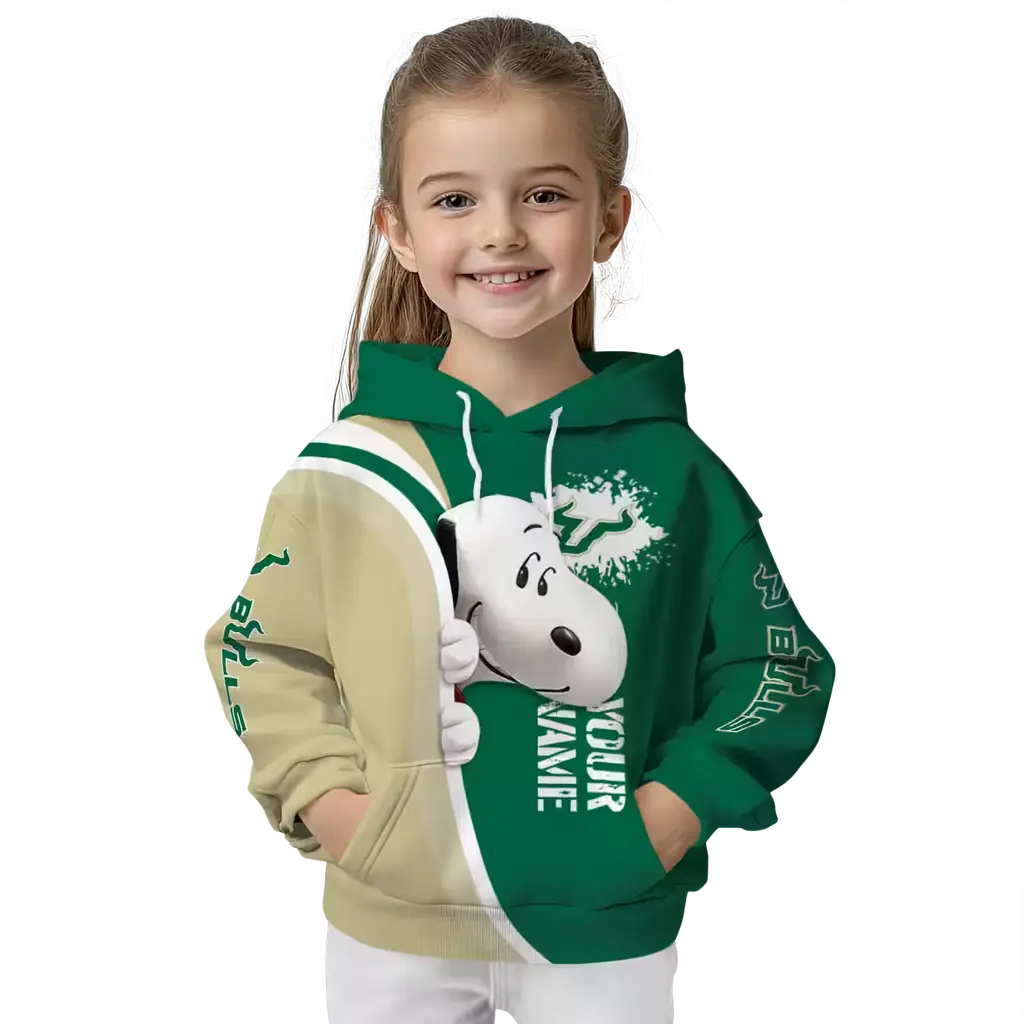 custom south florida bulls peeking snoopy green hoodie top rated custom south florida bulls peeking snoopy green hoodie top rated