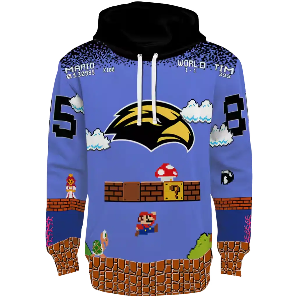 custom southern miss golden eagles mario blue black hoodie best selling custom southern miss golden eagles mario blue black hoodie best selling