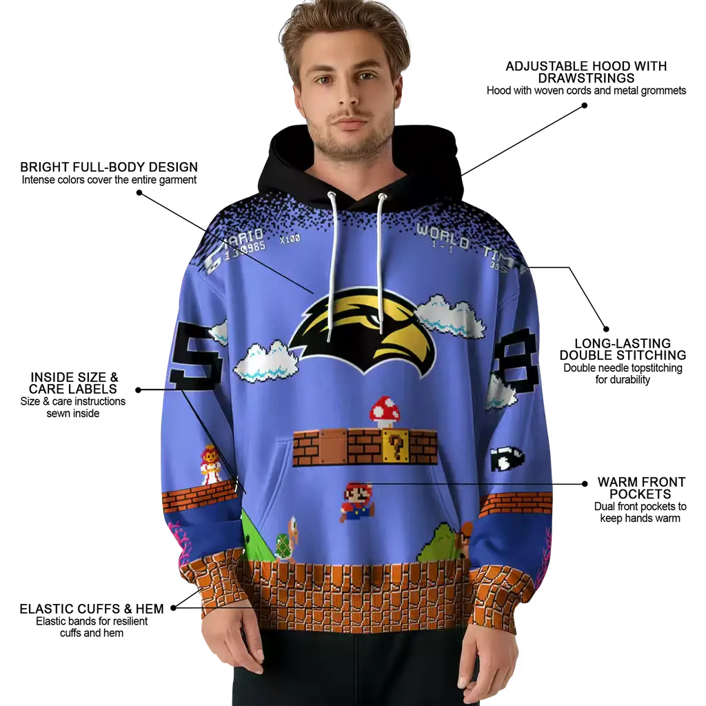 custom southern miss golden eagles mario blue black hoodie latest model custom southern miss golden eagles mario blue black hoodie latest model