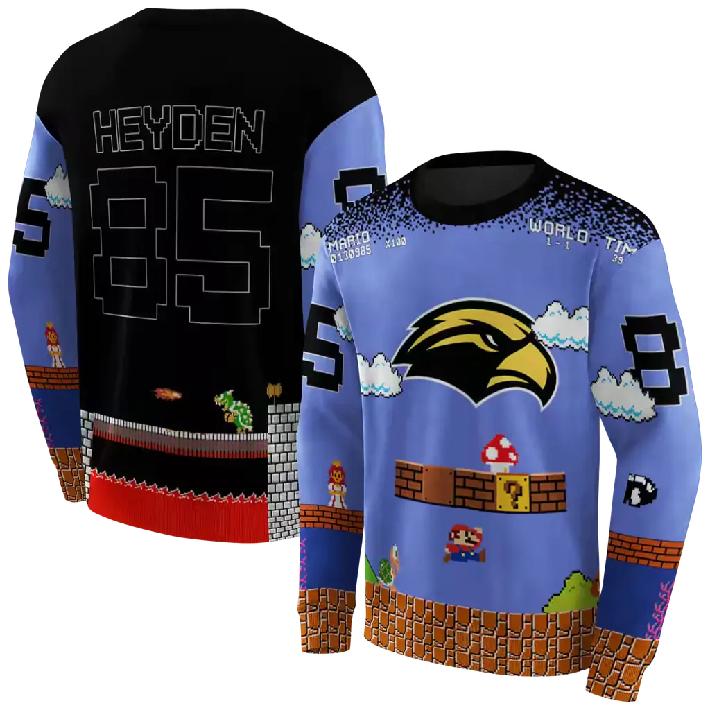 custom southern miss golden eagles mario blue black hoodie premium grade custom southern miss golden eagles mario blue black hoodie premium grade