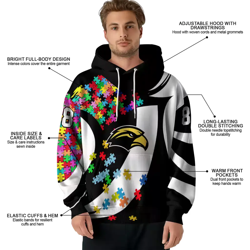 custom southern miss golden eagles puzzle pieces black hoodie latest model custom southern miss golden eagles puzzle pieces black hoodie latest model