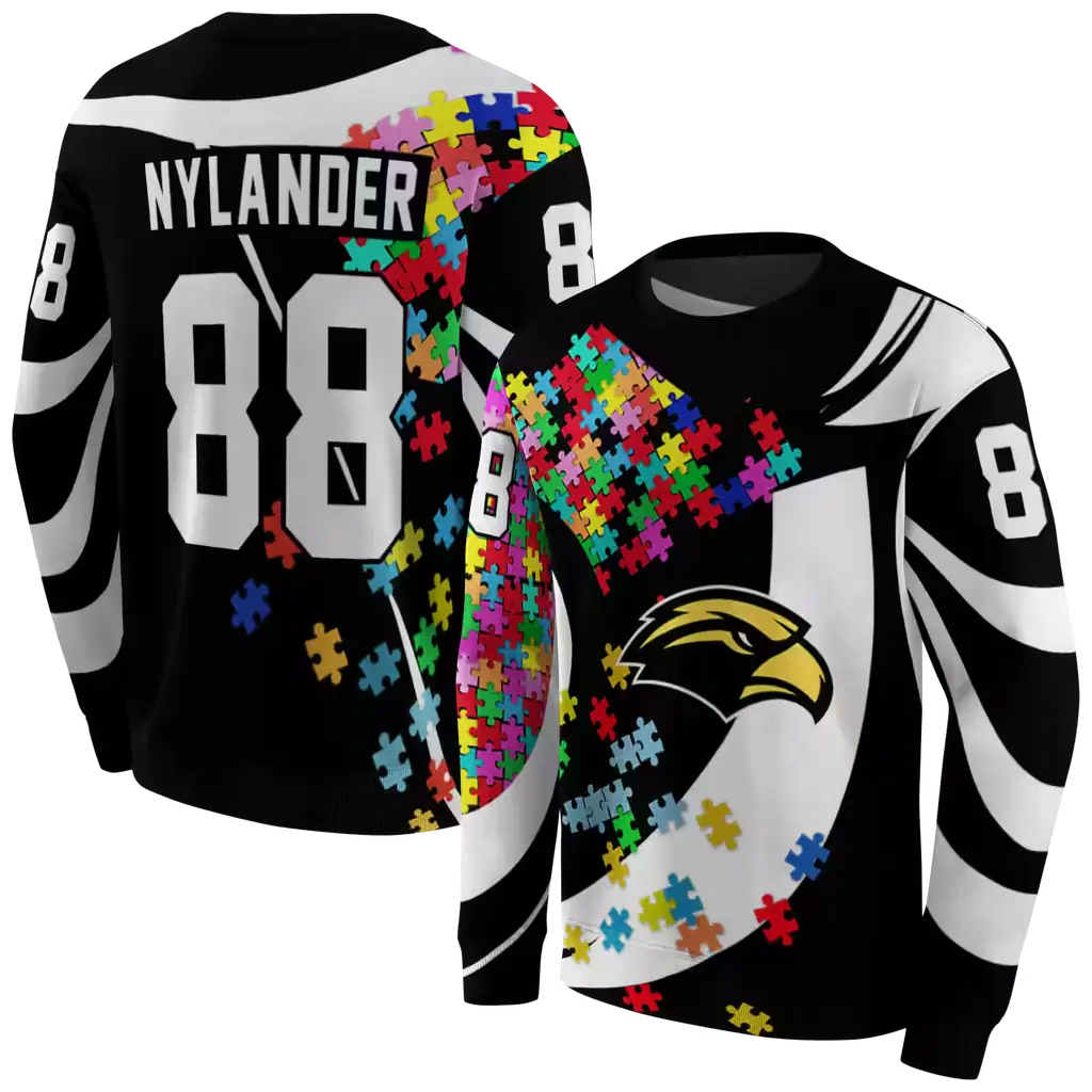 custom southern miss golden eagles puzzle pieces black hoodie premium grade custom southern miss golden eagles puzzle pieces black hoodie premium grade