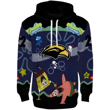 custom southern miss golden eagles spongebob patrick star black navy hoodie best selling