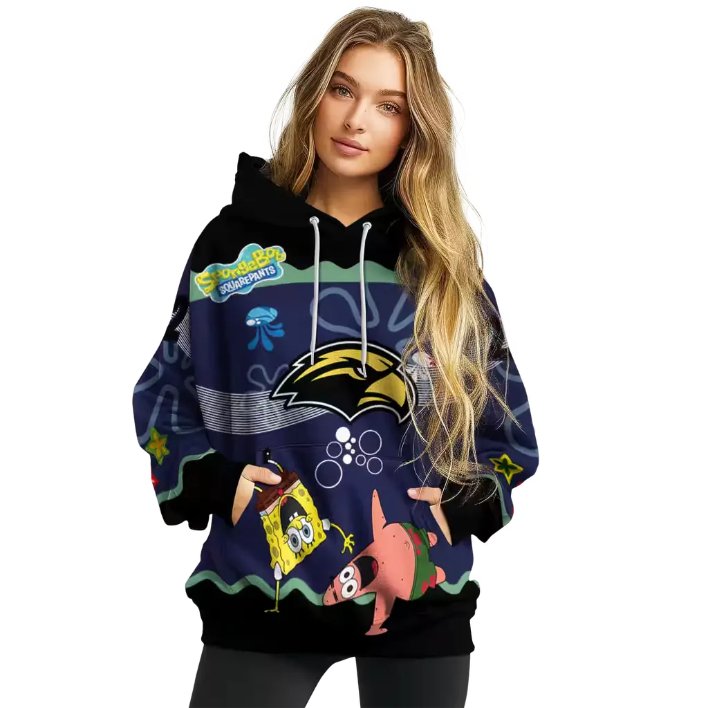 custom southern miss golden eagles spongebob patrick star black navy hoodie high quality custom southern miss golden eagles spongebob patrick star black navy hoodie high quality