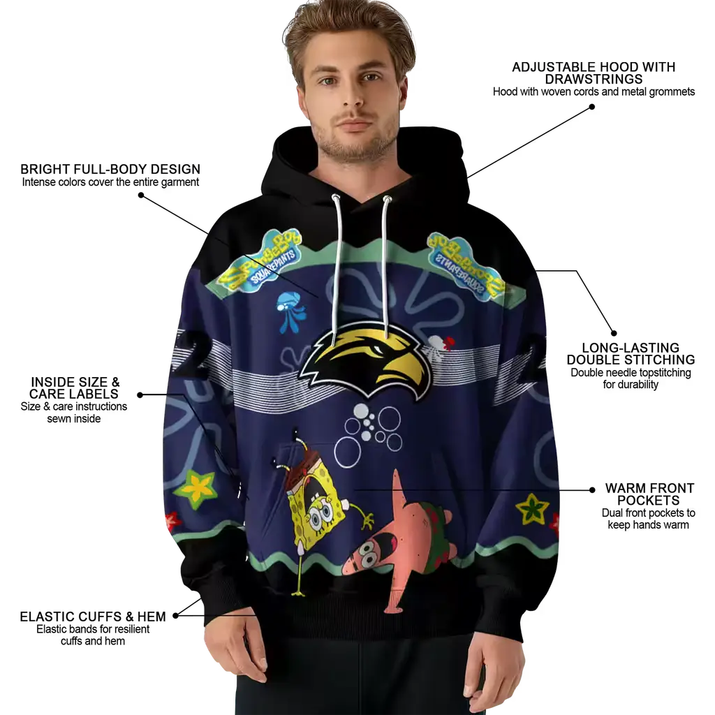 custom southern miss golden eagles spongebob patrick star black navy hoodie latest model custom southern miss golden eagles spongebob patrick star black navy hoodie latest model