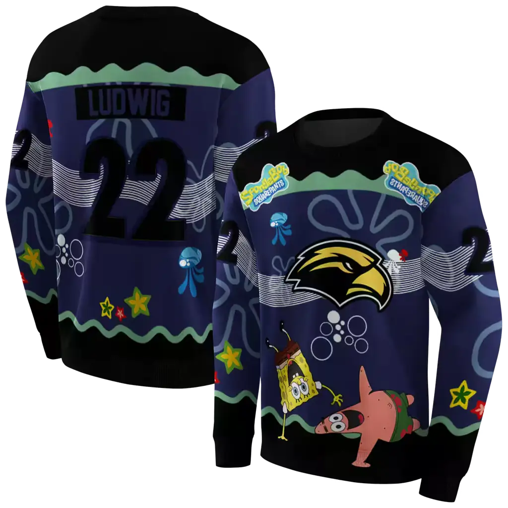 custom southern miss golden eagles spongebob patrick star black navy hoodie premium grade custom southern miss golden eagles spongebob patrick star black navy hoodie premium grade