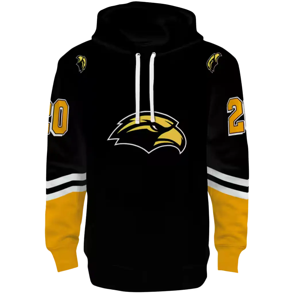 custom southern miss golden eagles striped sleeves black hoodie best selling custom southern miss golden eagles striped sleeves black hoodie best selling