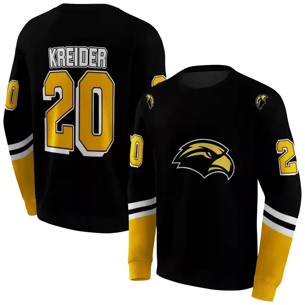 custom southern miss golden eagles striped sleeves black hoodie premium grade custom southern miss golden eagles striped sleeves black hoodie premium grade