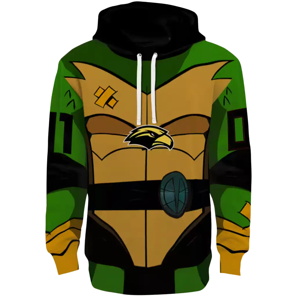 custom southern miss golden eagles superhero armor black green hoodie best selling custom southern miss golden eagles superhero armor black green hoodie best selling