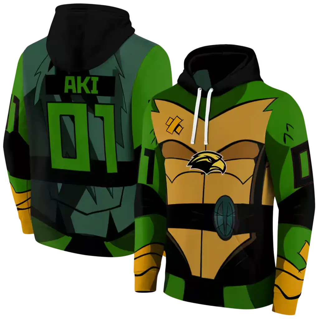 custom southern miss golden eagles superhero armor black green hoodie fashion forward custom southern miss golden eagles superhero armor black green hoodie fashion forward