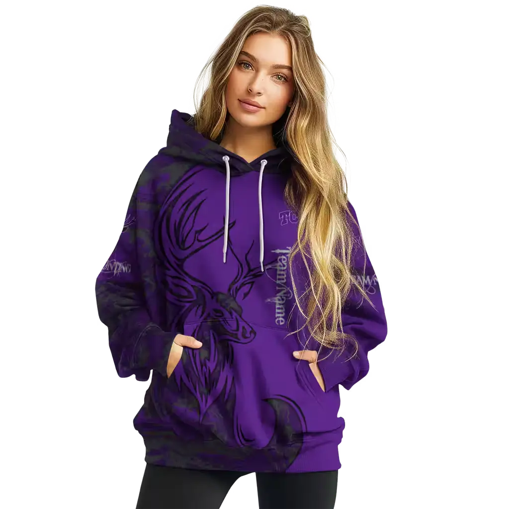 custom tcu horned frogs deer silhouette purple hoodie high quality custom tcu horned frogs deer silhouette purple hoodie high quality