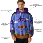 custom tcu horned frogs mario blue black hoodie best selling