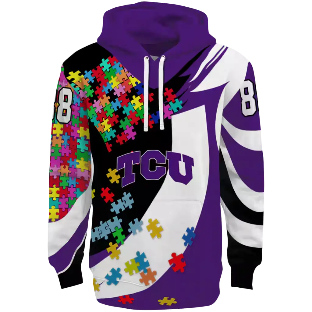 custom tcu horned frogs puzzle pieces purple hoodie best selling custom tcu horned frogs puzzle pieces purple hoodie best selling
