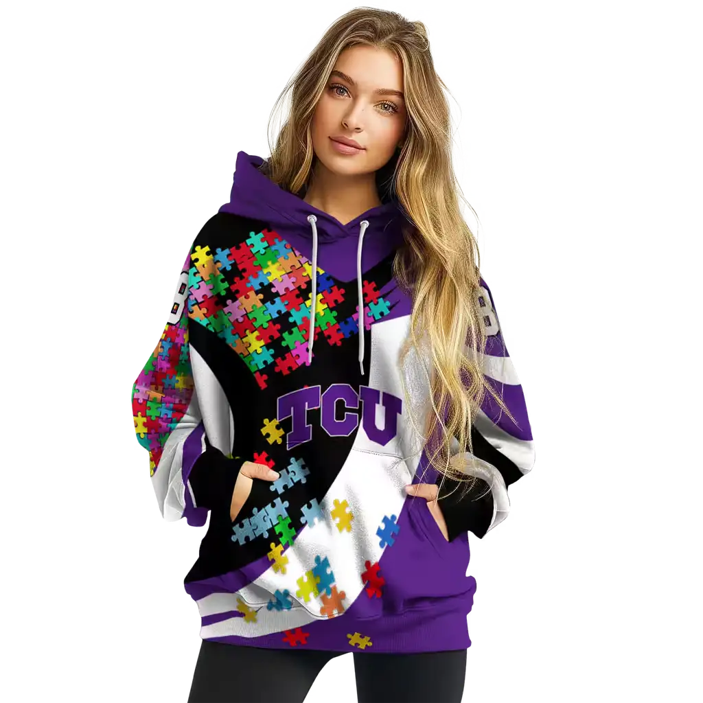 custom tcu horned frogs puzzle pieces purple hoodie high quality custom tcu horned frogs puzzle pieces purple hoodie high quality