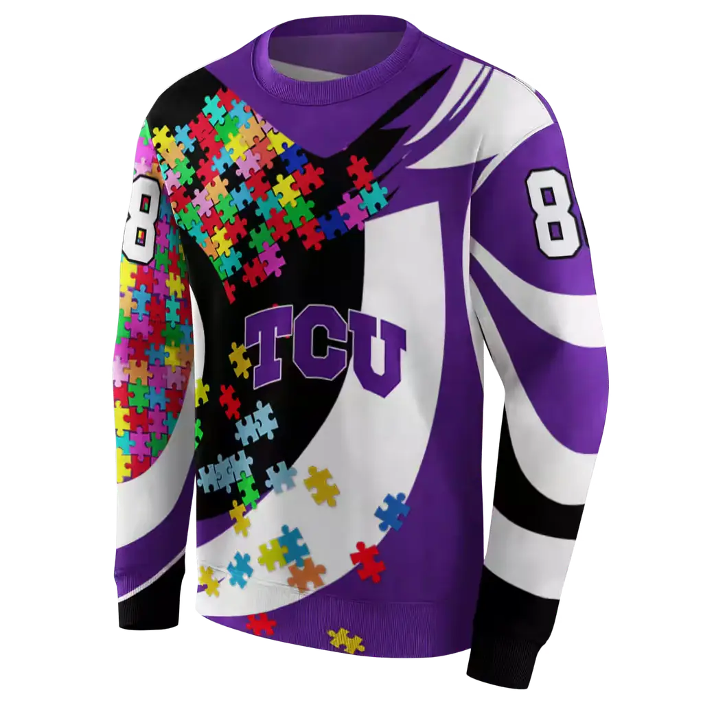 custom tcu horned frogs puzzle pieces purple hoodie new arrival custom tcu horned frogs puzzle pieces purple hoodie new arrival
