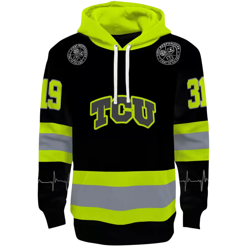 custom tcu horned frogs safety motif black neon green hoodie best selling custom tcu horned frogs safety motif black neon green hoodie best selling
