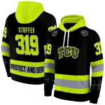 custom tcu horned frogs safety motif black neon green hoodie best selling