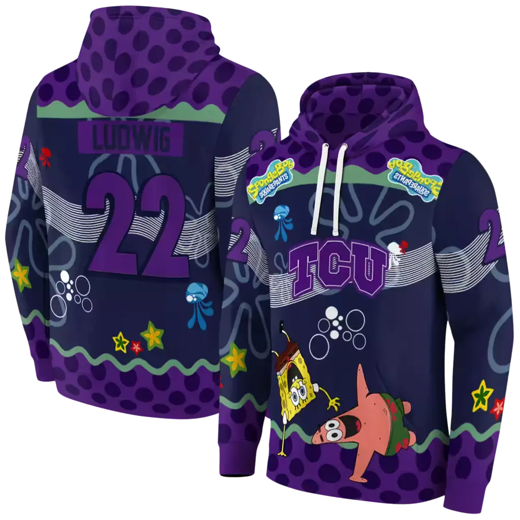 custom tcu horned frogs spongebob patrick star purple navy hoodie fashion forward custom tcu horned frogs spongebob patrick star purple navy hoodie fashion forward