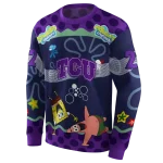 custom tcu horned frogs spongebob patrick star purple navy hoodie best selling