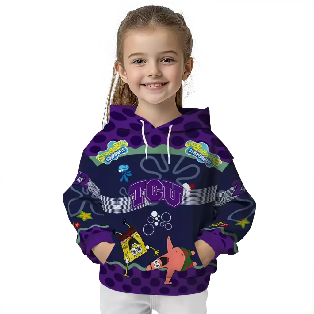 custom tcu horned frogs spongebob patrick star purple navy hoodie top rated custom tcu horned frogs spongebob patrick star purple navy hoodie top rated