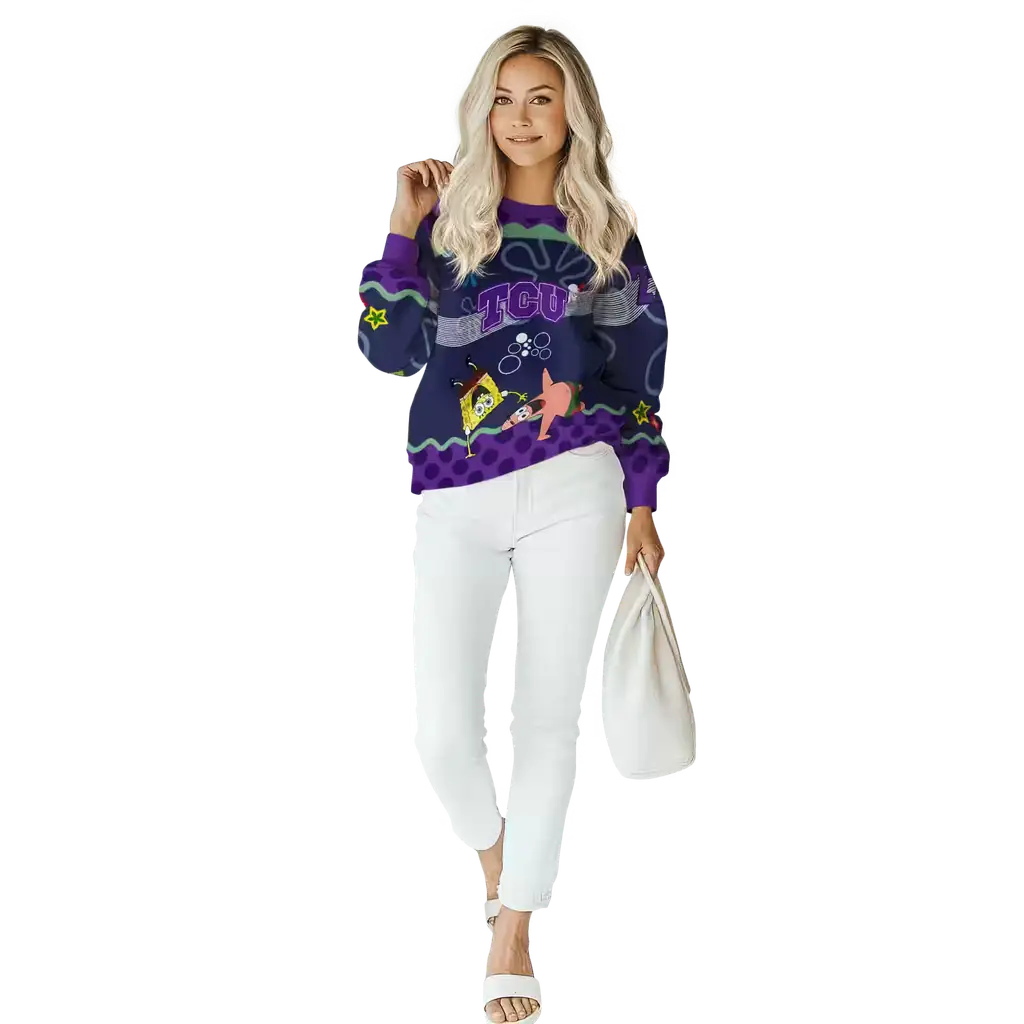 custom tcu horned frogs spongebob patrick star purple navy hoodie trendy custom tcu horned frogs spongebob patrick star purple navy hoodie trendy