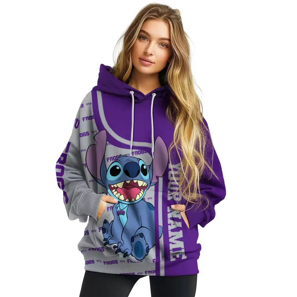 custom tcu horned frogs stitch purple hoodie high quality custom tcu horned frogs stitch purple hoodie high quality