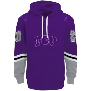 custom tcu horned frogs striped sleeves purple hoodie best selling