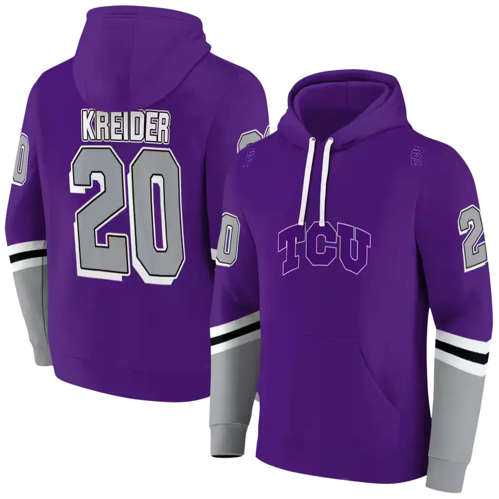 custom tcu horned frogs striped sleeves purple hoodie fashion forward custom tcu horned frogs striped sleeves purple hoodie fashion forward