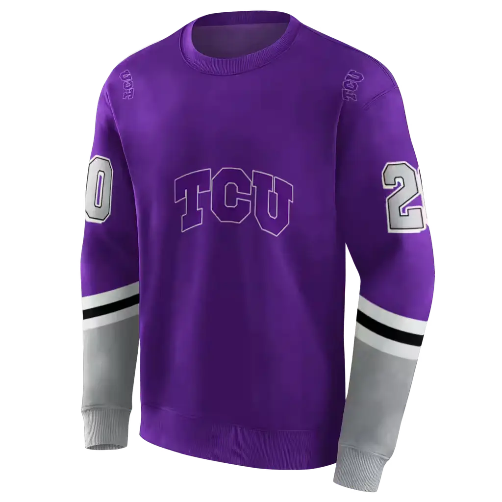 custom tcu horned frogs striped sleeves purple hoodie new arrival custom tcu horned frogs striped sleeves purple hoodie new arrival