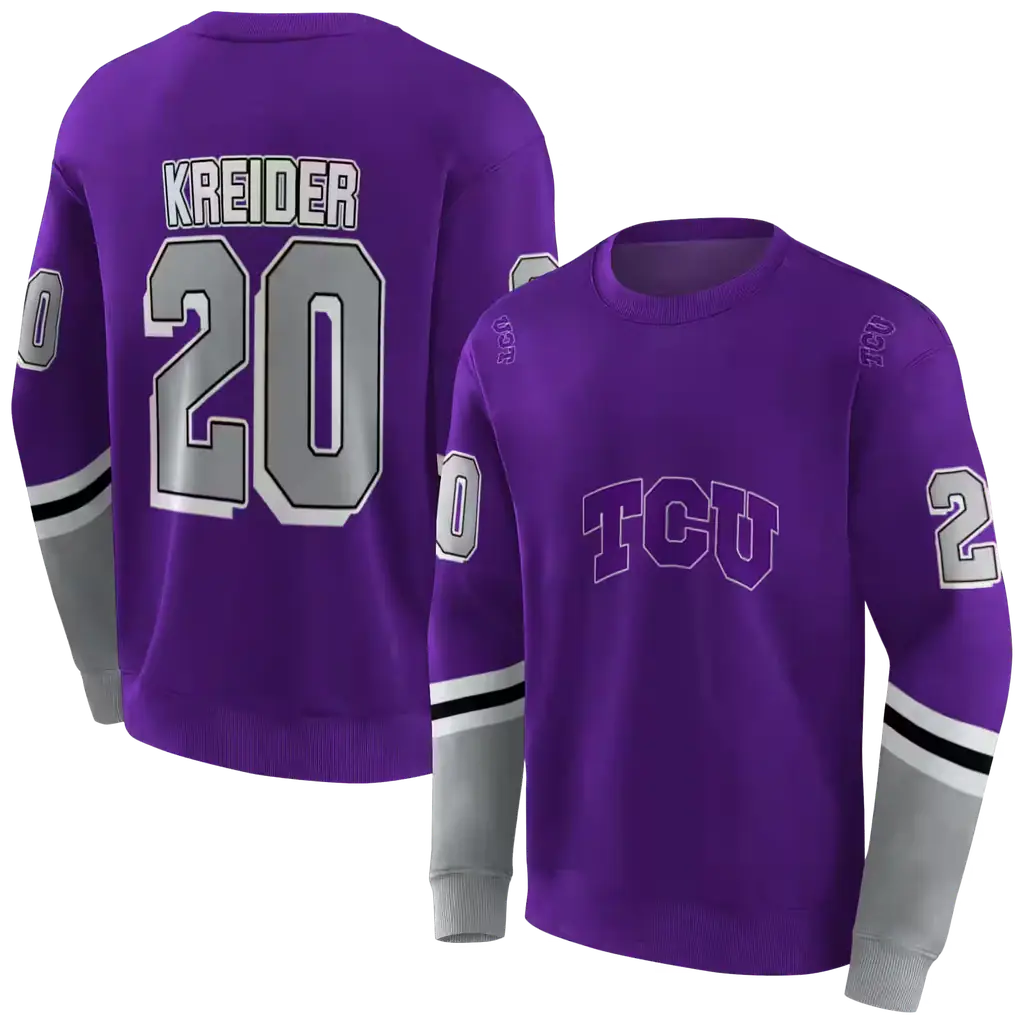 custom tcu horned frogs striped sleeves purple hoodie premium grade custom tcu horned frogs striped sleeves purple hoodie premium grade