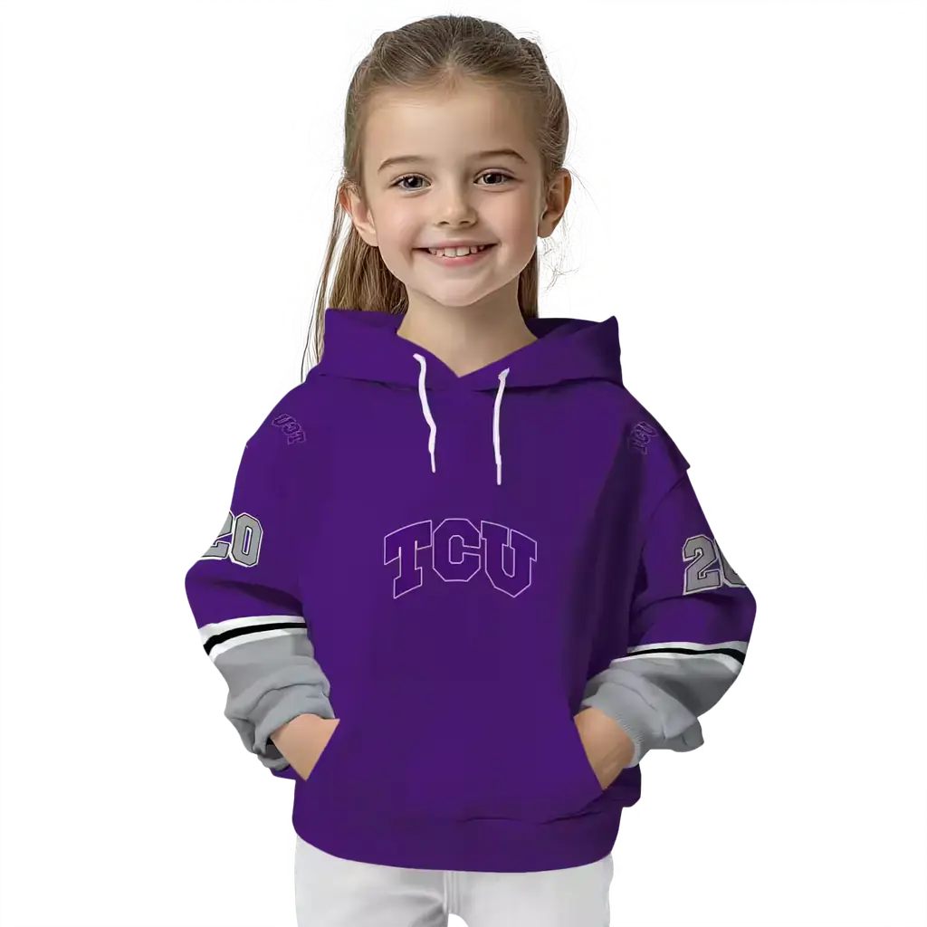 custom tcu horned frogs striped sleeves purple hoodie top rated custom tcu horned frogs striped sleeves purple hoodie top rated