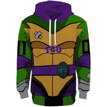custom tcu horned frogs superhero armor purple green hoodie best selling