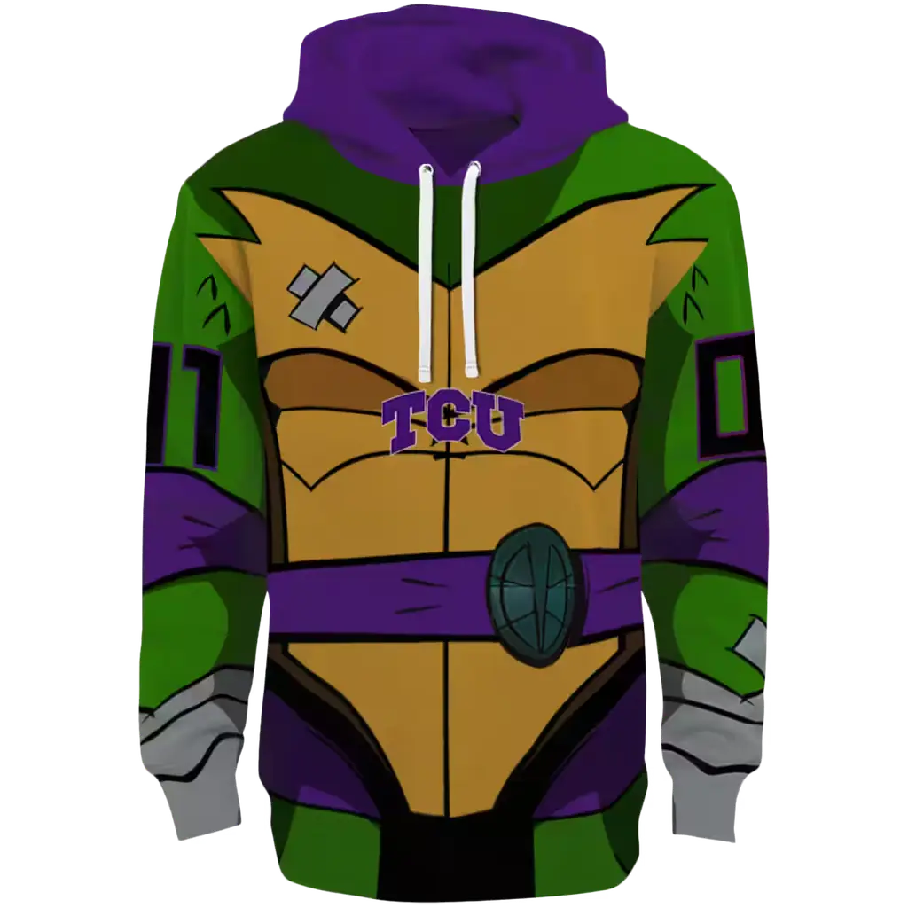 custom tcu horned frogs superhero armor purple green hoodie best selling custom tcu horned frogs superhero armor purple green hoodie best selling