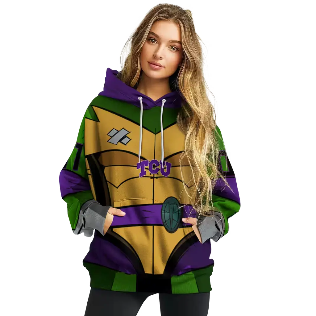 custom tcu horned frogs superhero armor purple green hoodie high quality custom tcu horned frogs superhero armor purple green hoodie high quality