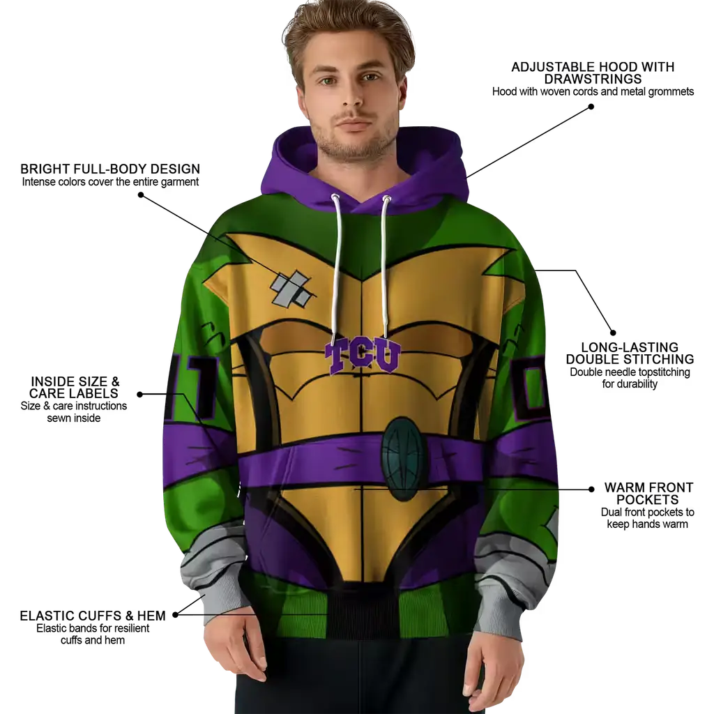custom tcu horned frogs superhero armor purple green hoodie latest model custom tcu horned frogs superhero armor purple green hoodie latest model