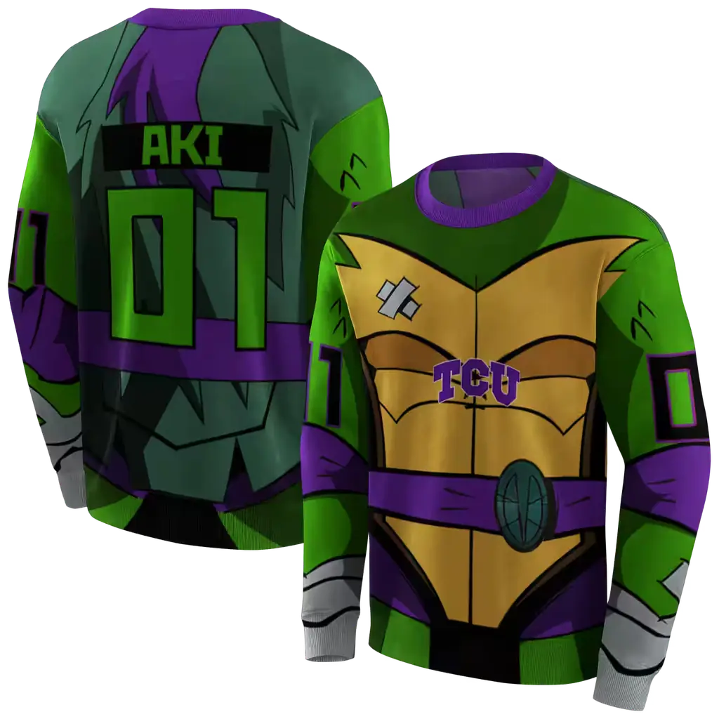 custom tcu horned frogs superhero armor purple green hoodie premium grade custom tcu horned frogs superhero armor purple green hoodie premium grade