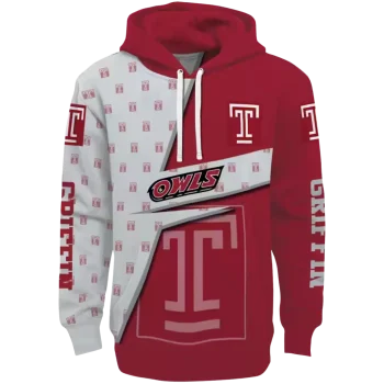 custom temple owls abstract shape red hoodie best selling