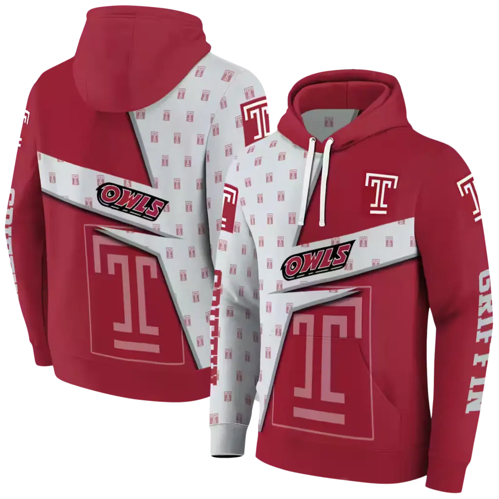 custom temple owls abstract shape red hoodie fashion forward custom temple owls abstract shape red hoodie fashion forward